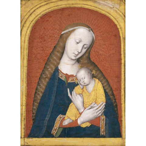 The Virgin and Child White Modern Wood Framed Art Print by Master  of the Dijon Madonna