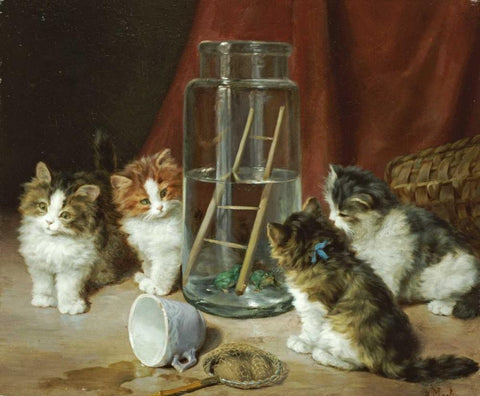 The Prisoners White Modern Wood Framed Art Print with Double Matting by Merlin, Daniel