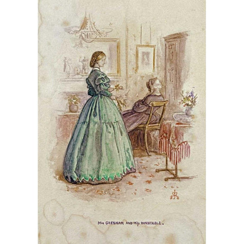 Mrs. Gresham and Miss Dunstable White Modern Wood Framed Art Print by Millais, John Everett