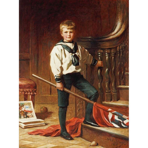 The Young Patriot Black Modern Wood Framed Art Print with Double Matting by Miller, William Edwards