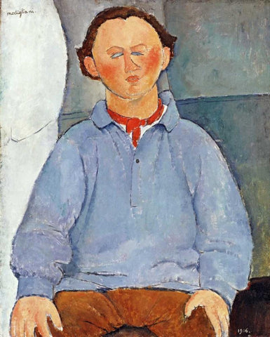 Portrait of Sculptor Oscar Miestchanioff Black Ornate Wood Framed Art Print with Double Matting by Modigliani, Amedeo