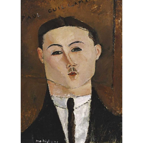 Portrait De Paul Guillaume Gold Ornate Wood Framed Art Print with Double Matting by Modigliani, Amedeo