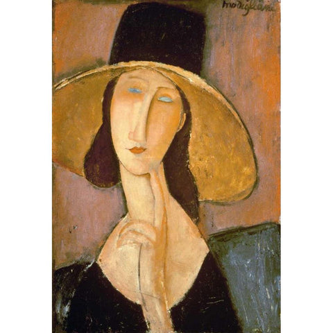 Head of a Woman Gold Ornate Wood Framed Art Print with Double Matting by Modigliani, Amedeo