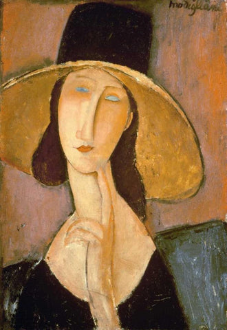 Head of a Woman White Modern Wood Framed Art Print with Double Matting by Modigliani, Amedeo