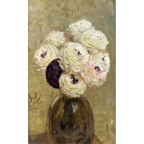 A Vase of Dahlias Black Modern Wood Framed Art Print with Double Matting by Moore, Albert Joseph