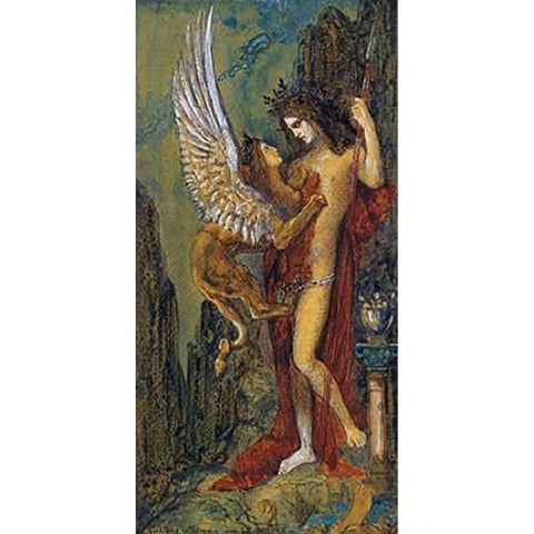 The Sphinx Black Modern Wood Framed Art Print with Double Matting by Moreau, Gustave