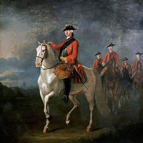 An Equestrian Portrait of King George III Black Modern Wood Framed Art Print with Double Matting by Morier, David