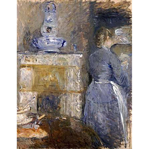 The Dining Room of The Rouart Family Black Modern Wood Framed Art Print with Double Matting by Morisot, Berthe