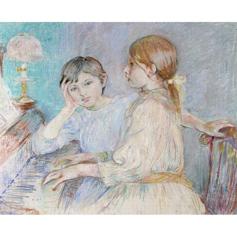 Le Piano Black Modern Wood Framed Art Print with Double Matting by Morisot, Berthe