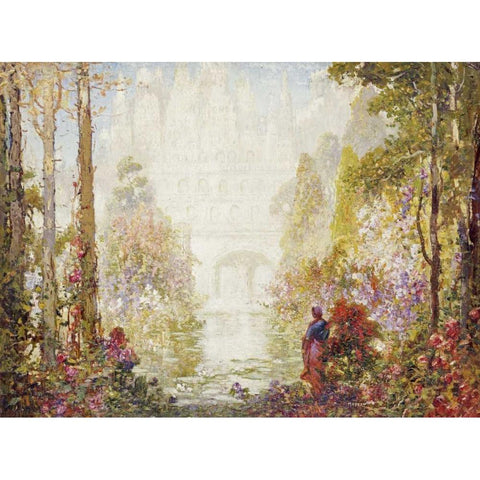 Sitas Garden II Black Modern Wood Framed Art Print with Double Matting by Mostyn, Tom