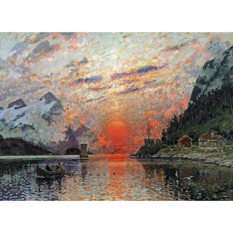 A Fjord White Modern Wood Framed Art Print by Normann, Adelsteen