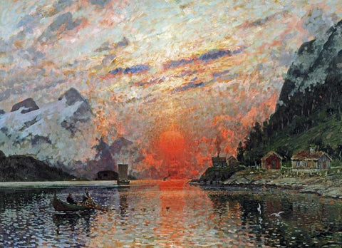 A Fjord White Modern Wood Framed Art Print with Double Matting by Normann, Adelsteen