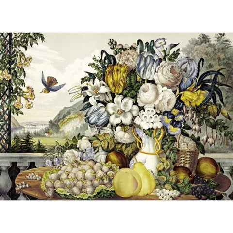 Landscape, Fruit and Flowers White Modern Wood Framed Art Print by Palmer, Frances Flora Bond