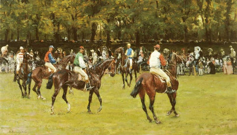 In The Paddock White Modern Wood Framed Art Print with Double Matting by Panerai, Ruggero