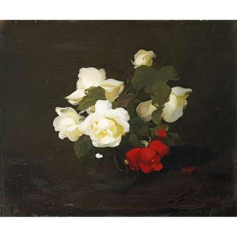 Yellow and Red Roses White Modern Wood Framed Art Print by Park, James Stuart