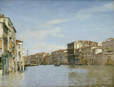 The Grand Canal, Venice White Modern Wood Framed Art Print with Double Matting by Pasini, Alberto