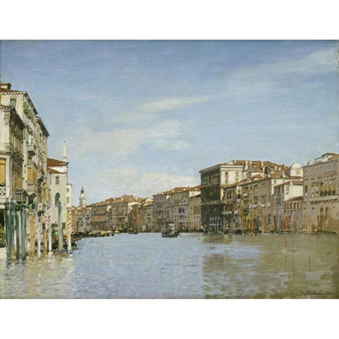 The Grand Canal, Venice Black Modern Wood Framed Art Print with Double Matting by Pasini, Alberto