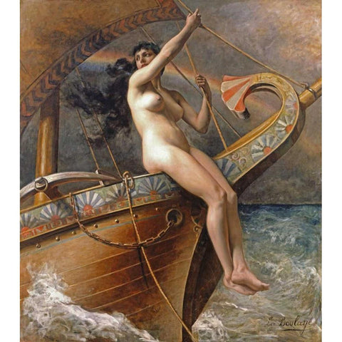 La Figure De Proue Black Modern Wood Framed Art Print with Double Matting by Paul A.