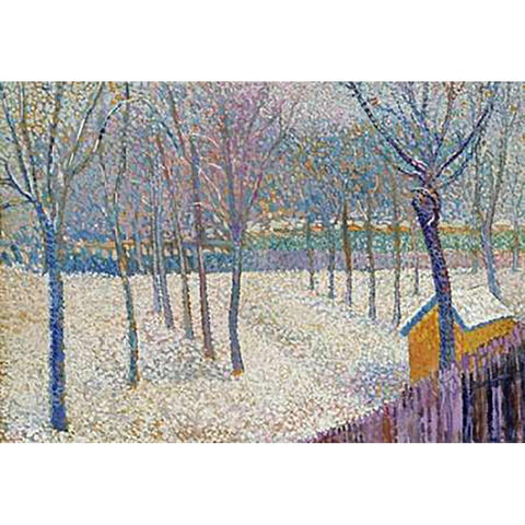 The Orchard In The Snow White Modern Wood Framed Art Print by Petitjean, Hippolyte