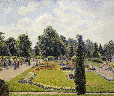 Kew Gardens White Modern Wood Framed Art Print with Double Matting by Pissarro, Camille