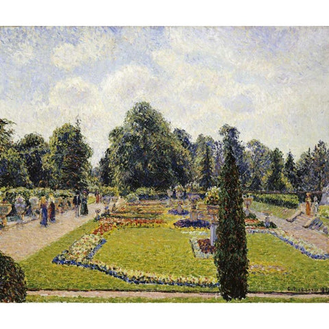 Kew Gardens White Modern Wood Framed Art Print by Pissarro, Camille