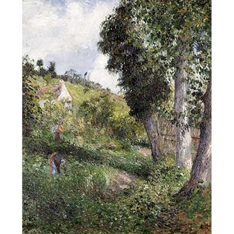 Landscape With Cabbage Near Pontoise White Modern Wood Framed Art Print by Pissarro, Camille