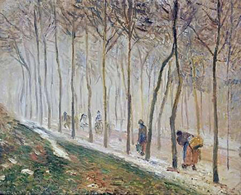 The Path, Effect of Snow White Modern Wood Framed Art Print with Double Matting by Pissarro, Camille