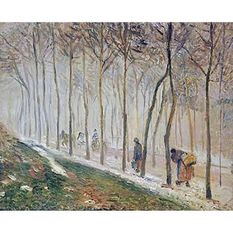 The Path, Effect of Snow Gold Ornate Wood Framed Art Print with Double Matting by Pissarro, Camille