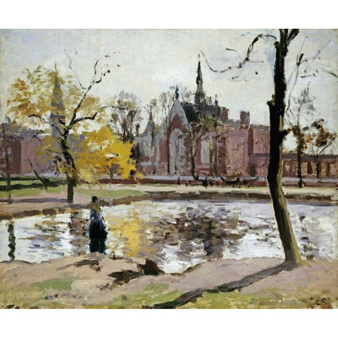 Dulwich College, London Black Modern Wood Framed Art Print by Pissarro, Camille