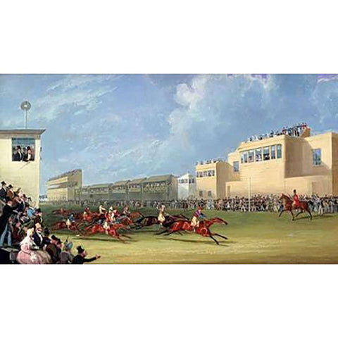 The Ascot Gold Cup, 1834 White Modern Wood Framed Art Print by Pollard, James