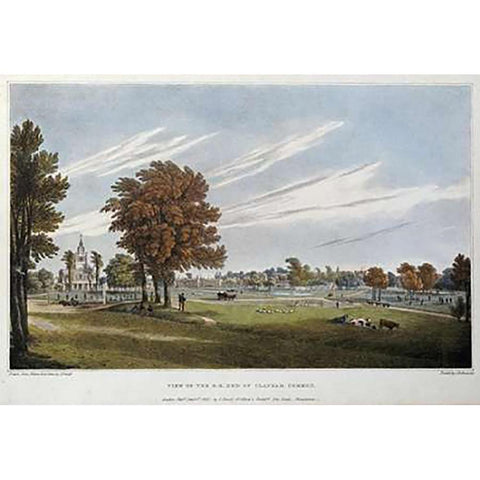 Clapham Common Black Modern Wood Framed Art Print with Double Matting by Powell, J.