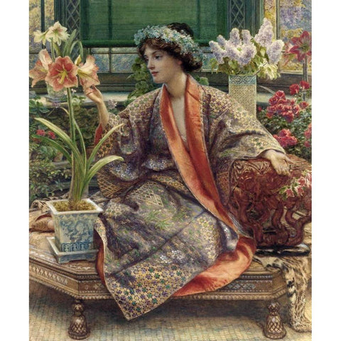 A Hot-House Flower Black Modern Wood Framed Art Print by Poynter, Sir Edward John