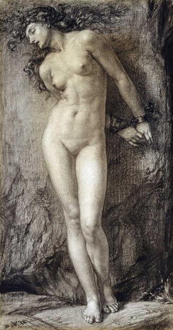 Andromeda Black Ornate Wood Framed Art Print with Double Matting by Poynter, Sir Edward John