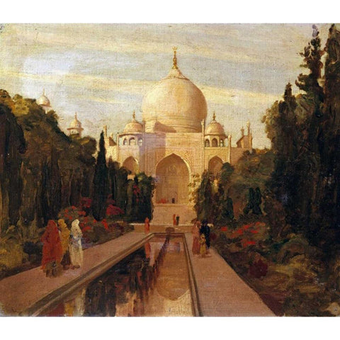 The Taj Mahal Gold Ornate Wood Framed Art Print with Double Matting by Prinsep, Valentine Cameron