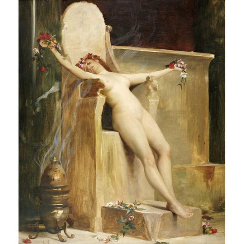 The Offering White Modern Wood Framed Art Print by Ralli, Theodore Jacques