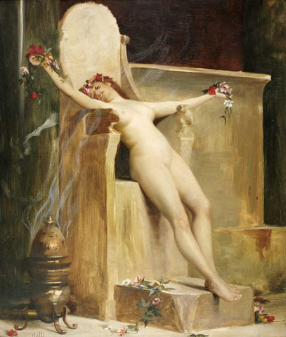 The Offering Black Ornate Wood Framed Art Print with Double Matting by Ralli, Theodore Jacques