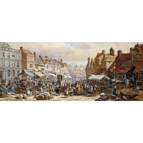 Market Day, Ashbourne, Near Derby Black Modern Wood Framed Art Print with Double Matting by Rayner, Louise