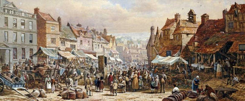 Market Day, Ashbourne, Near Derby White Modern Wood Framed Art Print with Double Matting by Rayner, Louise