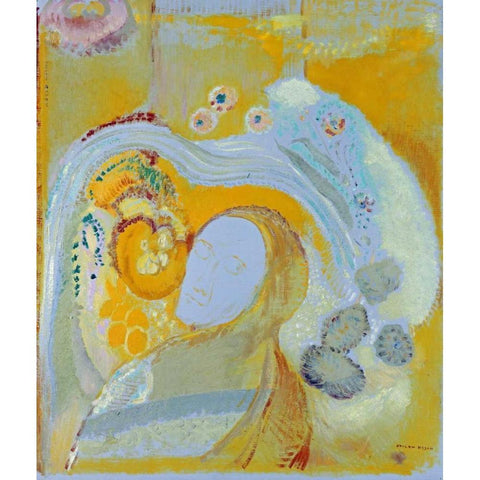 The Buddha Black Modern Wood Framed Art Print with Double Matting by Redon, Odilion