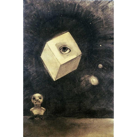 Eye White Modern Wood Framed Art Print by Redon, Odilion