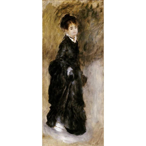 A Young Woman Gold Ornate Wood Framed Art Print with Double Matting by Renoir, Pierre-Auguste