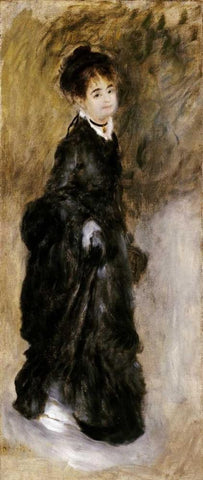 A Young Woman Black Ornate Wood Framed Art Print with Double Matting by Renoir, Pierre-Auguste
