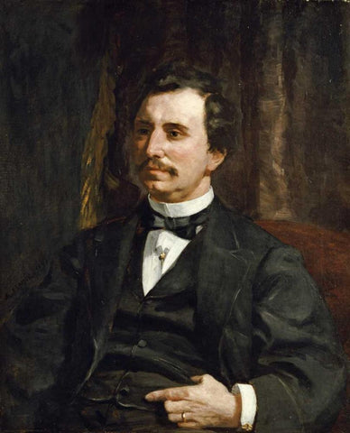 Portrait du Colonel Barton Howard Jenks Black Ornate Wood Framed Art Print with Double Matting by Renoir, Pierre-Auguste