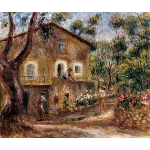 Collettes House at Cagnes Black Modern Wood Framed Art Print by Renoir, Pierre-Auguste