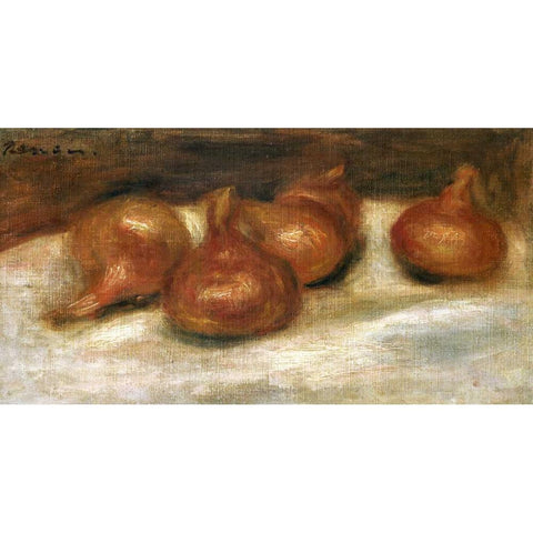 Still Life With Onions Black Modern Wood Framed Art Print with Double Matting by Renoir, Pierre-Auguste