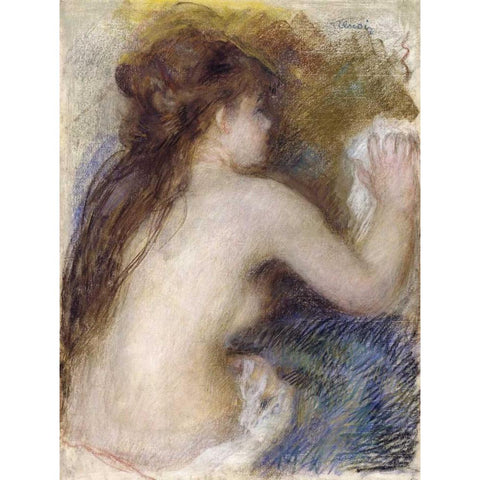 Nude Back of a Woman Black Modern Wood Framed Art Print by Renoir, Pierre-Auguste