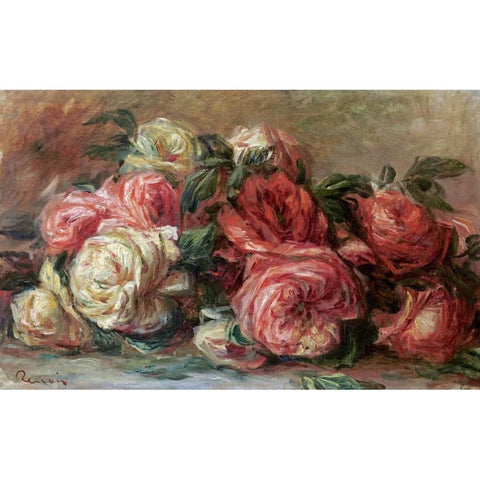 Discarded Roses White Modern Wood Framed Art Print by Renoir, Pierre-Auguste