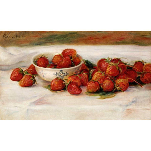 Strawberries Black Modern Wood Framed Art Print with Double Matting by Renoir, Pierre-Auguste