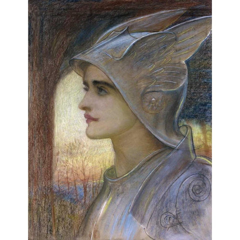 St Joan of Arc Black Modern Wood Framed Art Print by Richmond, Sir William Blake