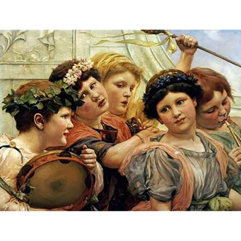 The Young Musicians Gold Ornate Wood Framed Art Print with Double Matting by Robertson, George Edward